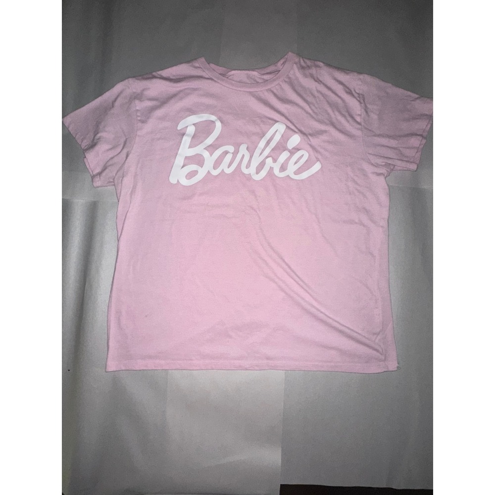 Barbie Graphic Tee Light Pink Short Sleeve Script Logo T-Shirt XXL 2023 Mattel